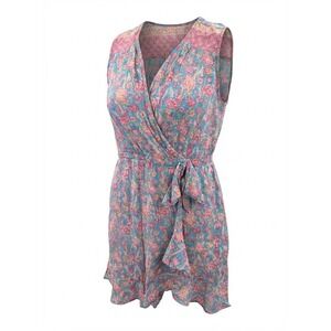 Plenty by Tracy Reese Turquoise Floral Wrap Dress Ruffle Hem Tie Waist XL